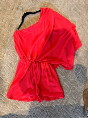 Tyche Tomato Red One-Shoulder Romper